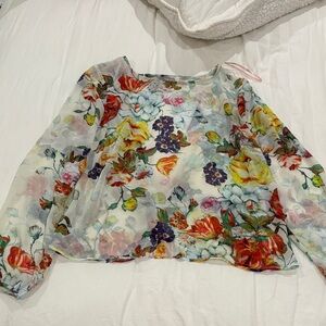 Forever 21 Multicolor Floral Sheer Blouse